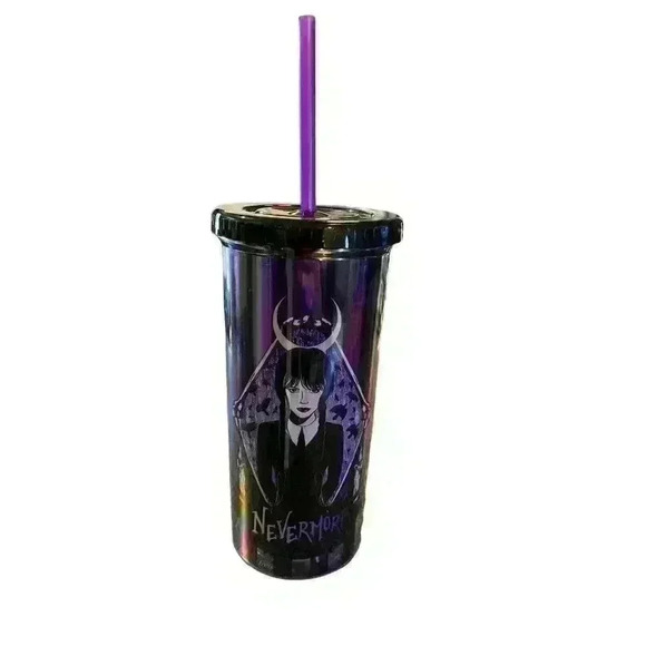 Silver Buffalo LLC Wednesday Tumbler Purple "Nevermore" 20oz - Picture 1 of 4